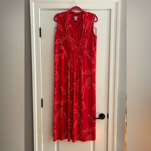 Chico's Red White Black Sleeveless V-Neck Maxi Dress